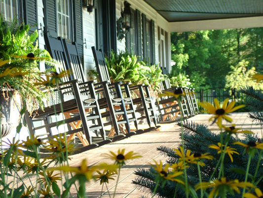 The Welsh Hills Inn Front Wraparound Porch Rockers Web Size